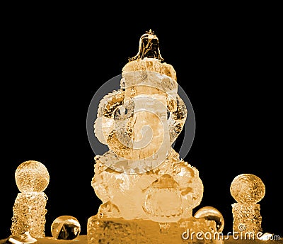 Guan Yu ice sculpture yellow Editorial Stock Photo